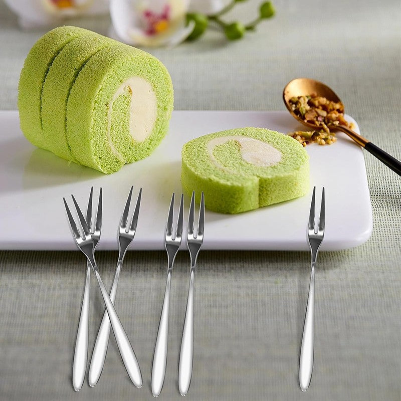 6Pcs Stainless Steel Fruit Forks with Storage Box 13cm Dessert Cake Salad Forks Tasting Appetizer Fork Cocktail Forks Tableware