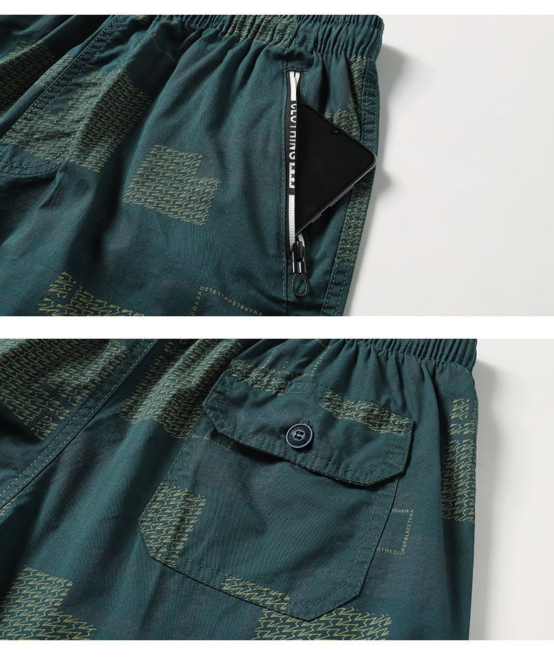 Men's Sweatpants Baggy Comfortable Shorts Male Casual Travel Outdoor Sports Bermuda Shorts Elastic Waist Y2K Print Half Pants