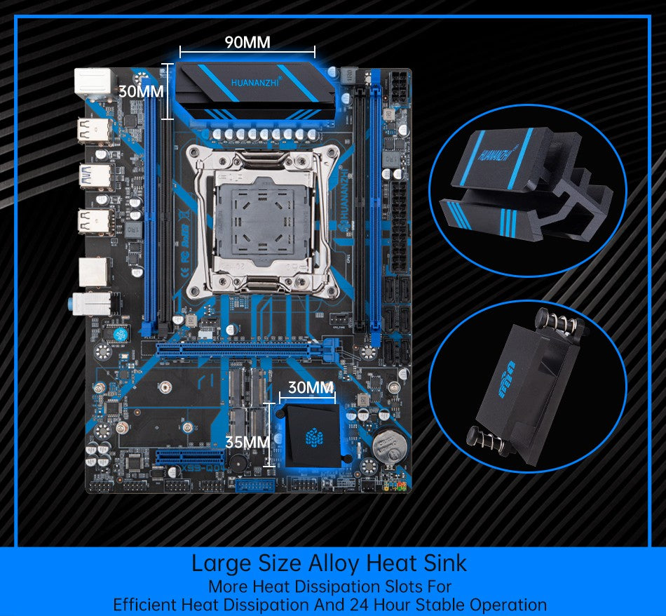 HUANANZHI X99 QD4 LGA 2011-3 Xeon Motherboard with Intel E5-2680 V4 Processor DDR4 Memory M.2 NVME SATA Support Non-ECC Combo
