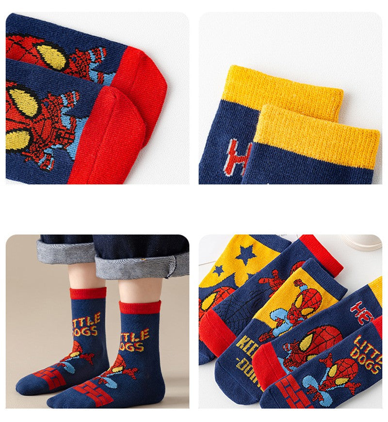 5Pairs Sanrio Cinnamoroll Kuromi Kawaii Spring and Autumn Cartoon Middle Tube Socks For Girls Boy Children Mid-calf Cotton Socks