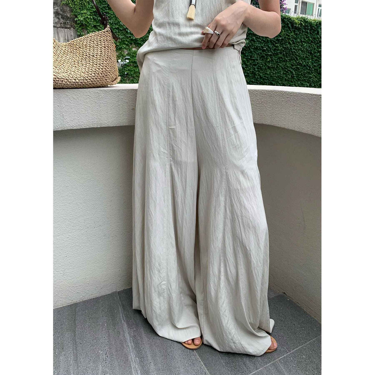 Neihe Summer Fashion Casual Wide Leg Denim Skirt Pants High-End Sensation Women's Long Pants Nine Points Seven Points Five Point