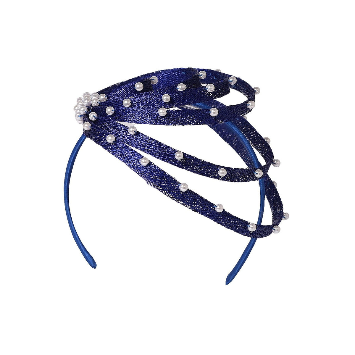 Royal Blue Fascinator Hat with Faux Pearls - Elegant Wedding Headdress, Derby Hats for Women, Cocktail Tea Party Church Events