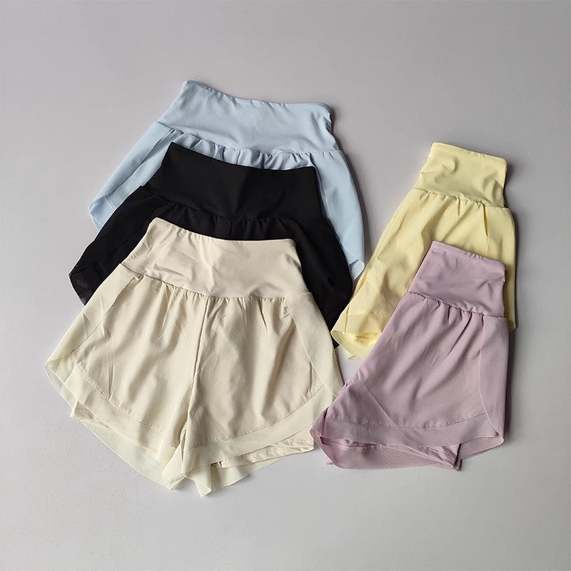 Summer Women's Sports Shorts Mesh 2 In 1 Quick-dry Yoga Shorts Breathable Fitness Shorts High Waist Fitness Running Shorts