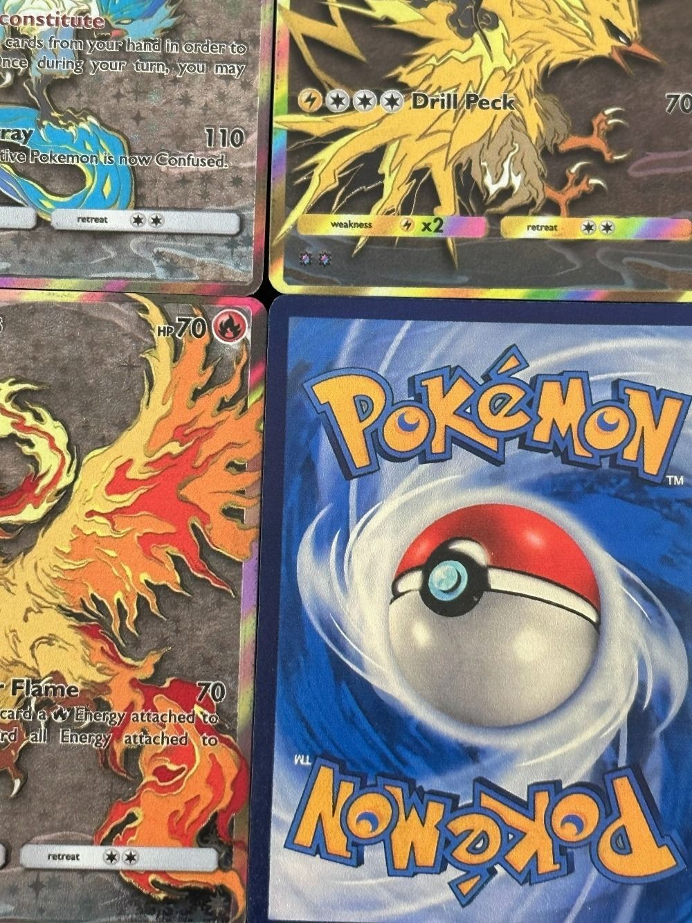 Potdemiel Pokemon Cards 3Pcs Holo Rare PTCG Cards Legendary Articuno Zapdos Moltres Full Art Pokemon Trading Cards Gift