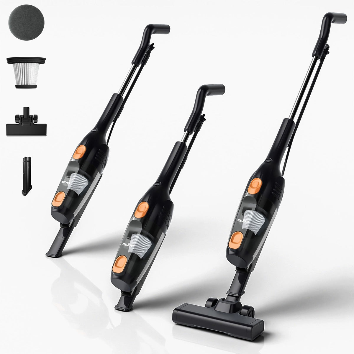 Sejoy 110/220v Corded Vacuum Cleaners 15Kpa Powerful Suction 600W Motor Stick Handheld Vacuum Cleaner for Home Pet Hair Carpet
