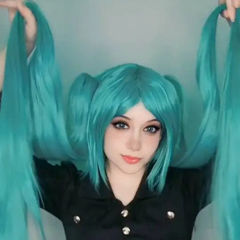 HAIRJOY Synthetic Hair VOCALOID Sakura Hatsune Miku Long Ponytails Green Cosplay Wig