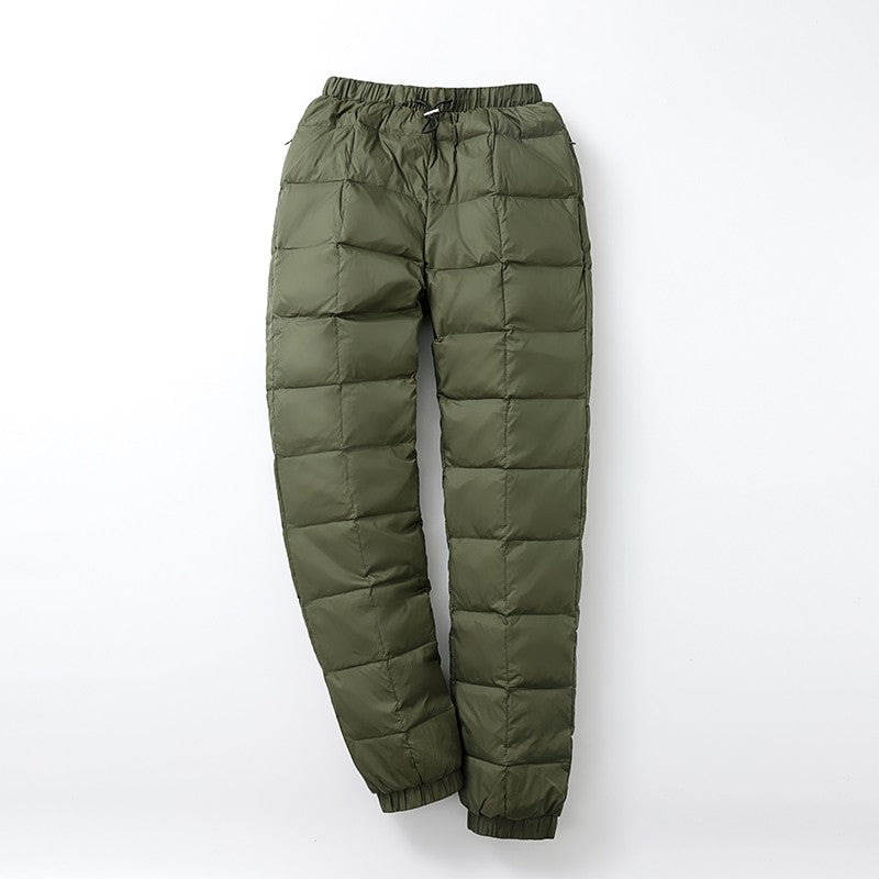 Plus Size Women Men's Thickened Down Pants 2023 New Winter High Waist 90% White Duck Down Warm Straight Female Casual Trousers