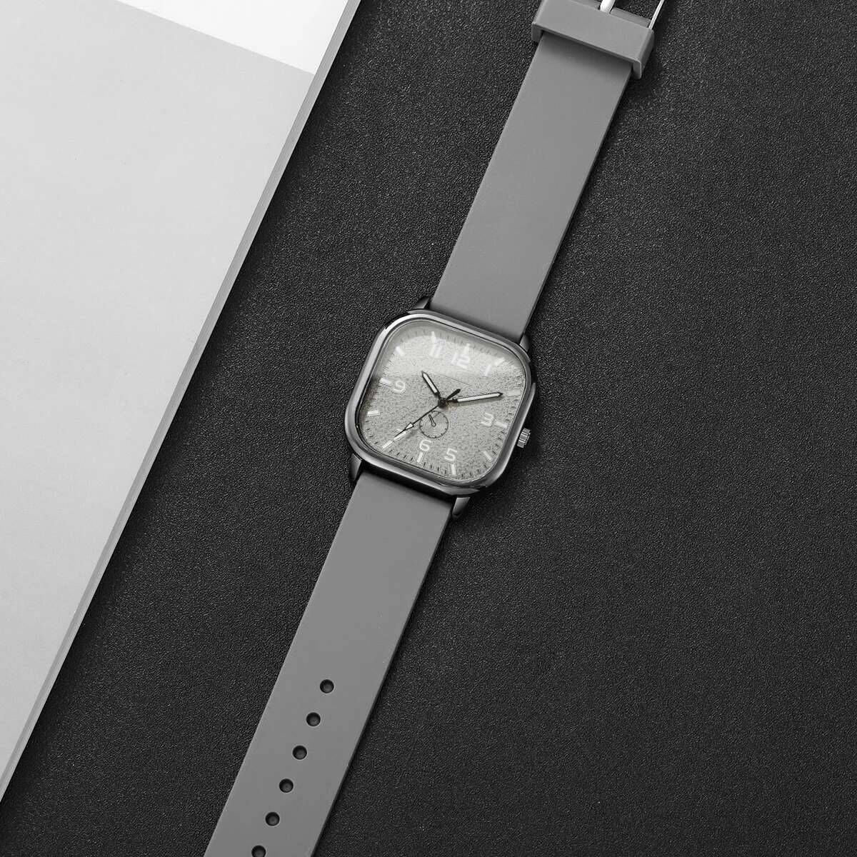 1/2/3PCS Fashion Square Women Watches Casual Silicone Strap Quartz Watches Sports Wristwatch For Men Women Students?Without Box?