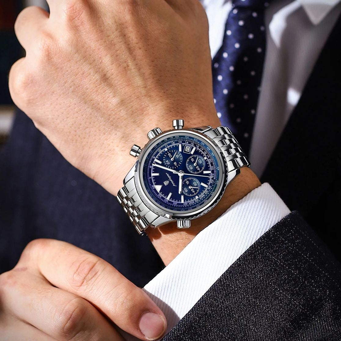 POEDAGAR Fashion Military Men's Watches Waterproof Luminous Date Chronograph Man Watch Stainless Steel Luxury Quartz Male Clock