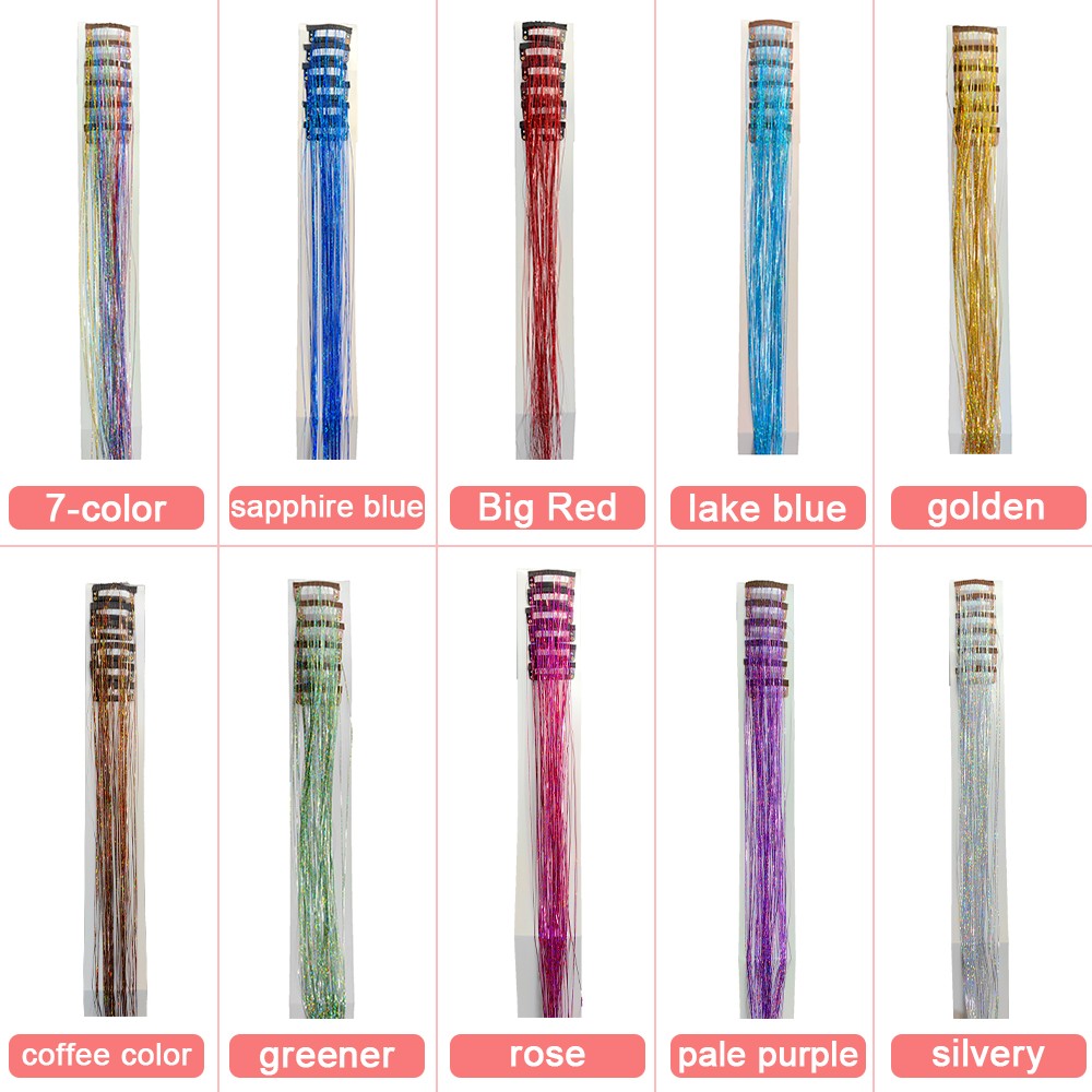 6pcs Clip In Hair Tinsel Hair Extensions Pack Of 6Pcs Hair Tinsel 20 Inch Heat Resistant Glitter Hair Extensions