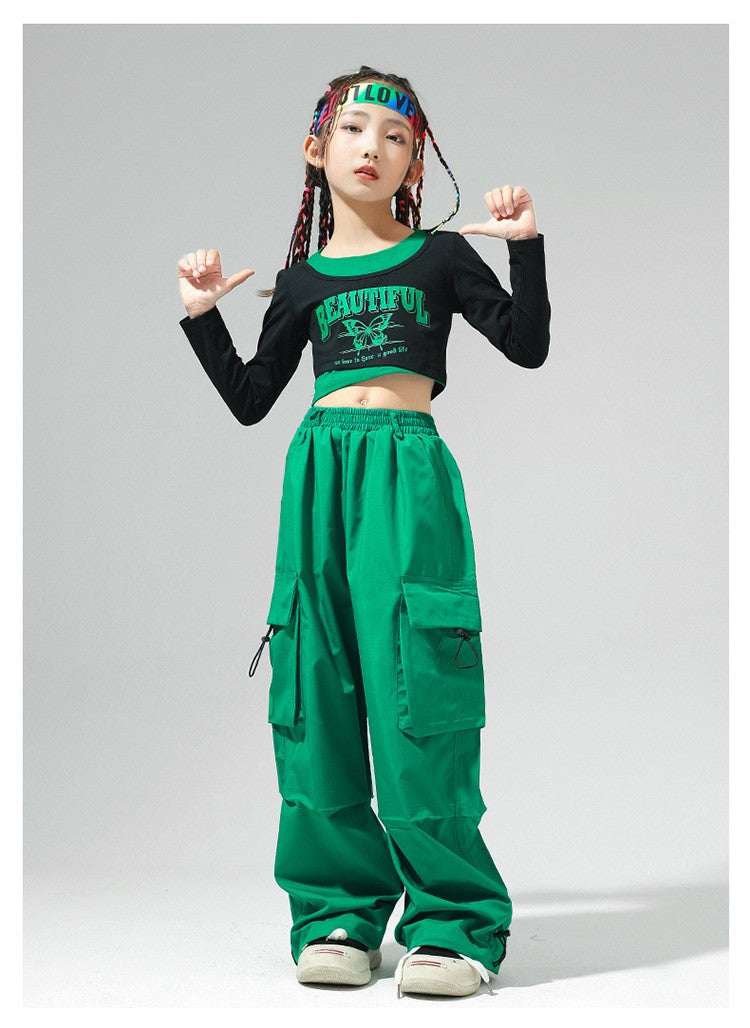 Fashion Children's Clothing Baby Bottom Hip-hop Dance Costumes Girl Cargo Pants Street Loose Outfit Girls Casual Kids Pants