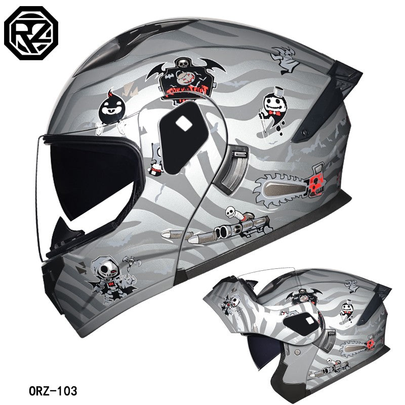 ORZ's latest high-quality motorcycle modular flip helmet ABS material dual lens full helmet DOT batch