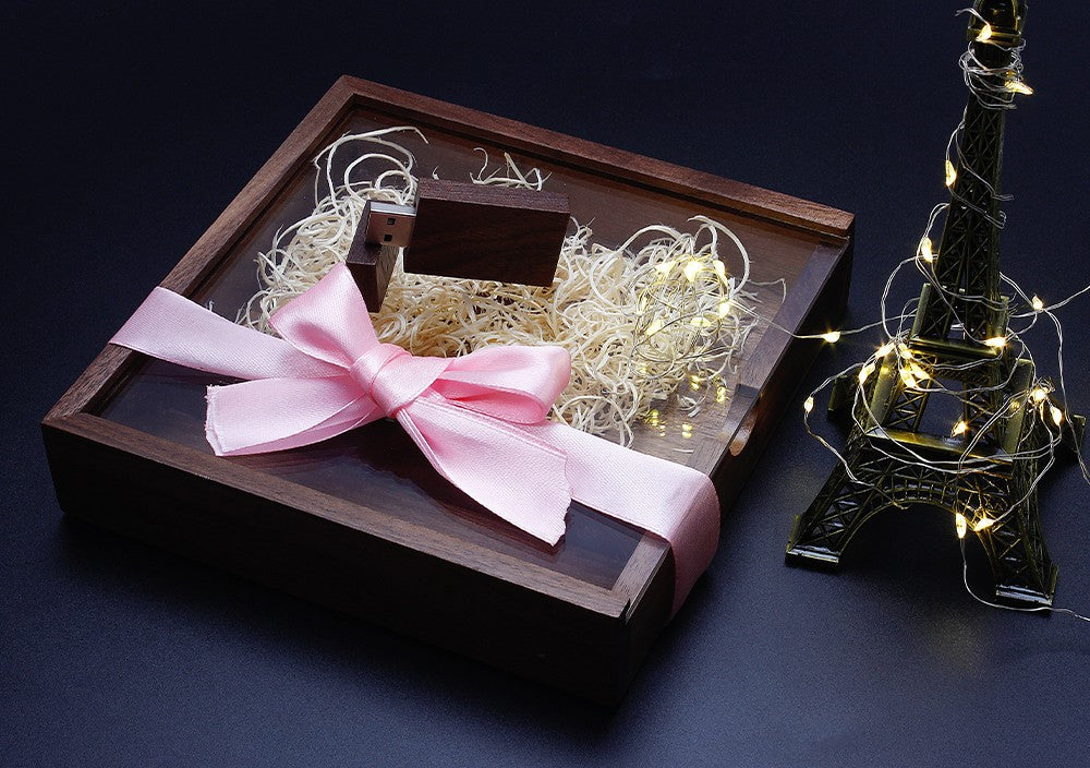JASTER Walnut Maple Photo Album Wood Usb+Box Memory Stick Pendrive 128GB 64GB U Disk Photography Wedding Gift Free Custom Logo