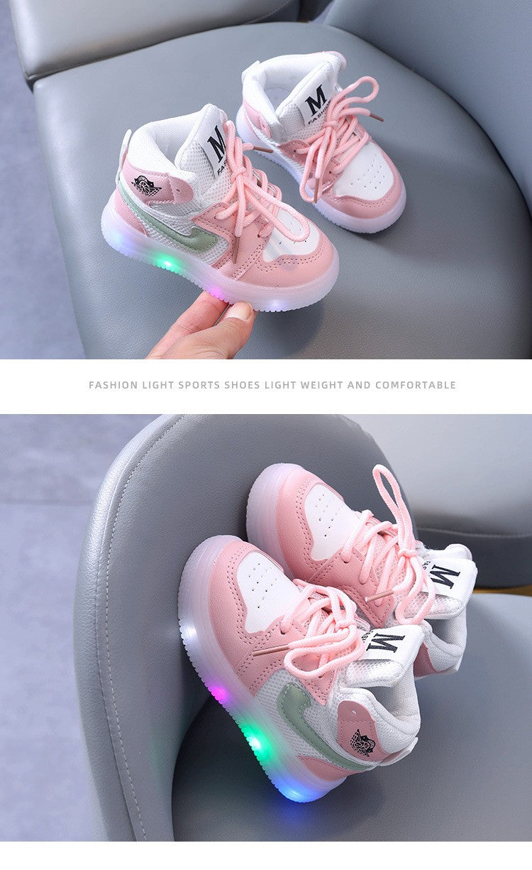 Children Shoe Spring and Autumn Boys Girls Lighted Sneakers Glowing Shoe Soft Soled Breathable Casual Infant Toddler Shoes