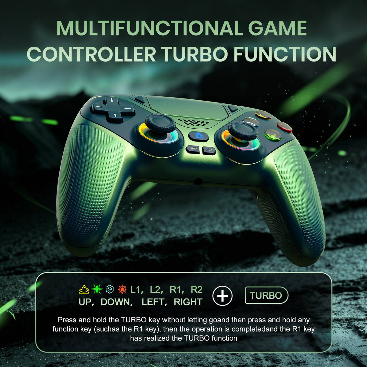 RGB Light Controller For PlayStation 5/PS5 Pro/Slim/PC Wireless Gamepad Marco/Turbo NO Drift Hall Effect Gaming Control Joystick