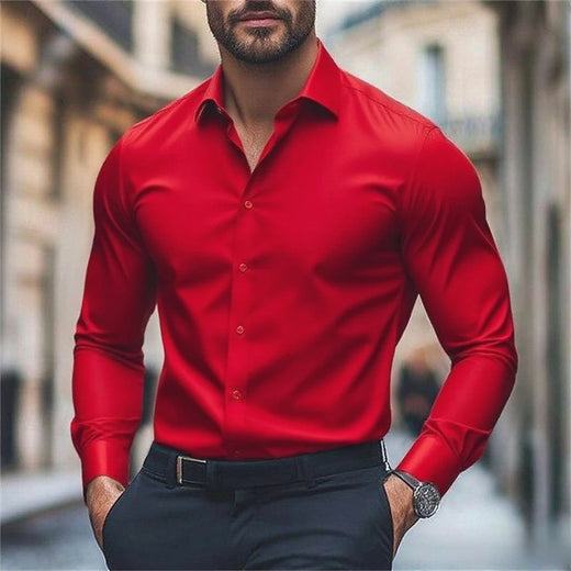 New men's shirt, brand new and genuine, uniform color, long sleeves, elastic fabric, multiple colors available for selection, su
