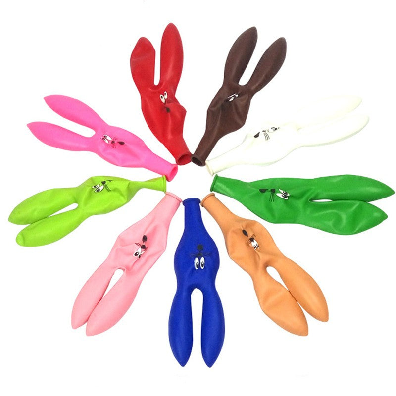 10pcs 12 inch printed latex balloon rabbit shaped children's toy ball cartoon animal balloons birthday decoration