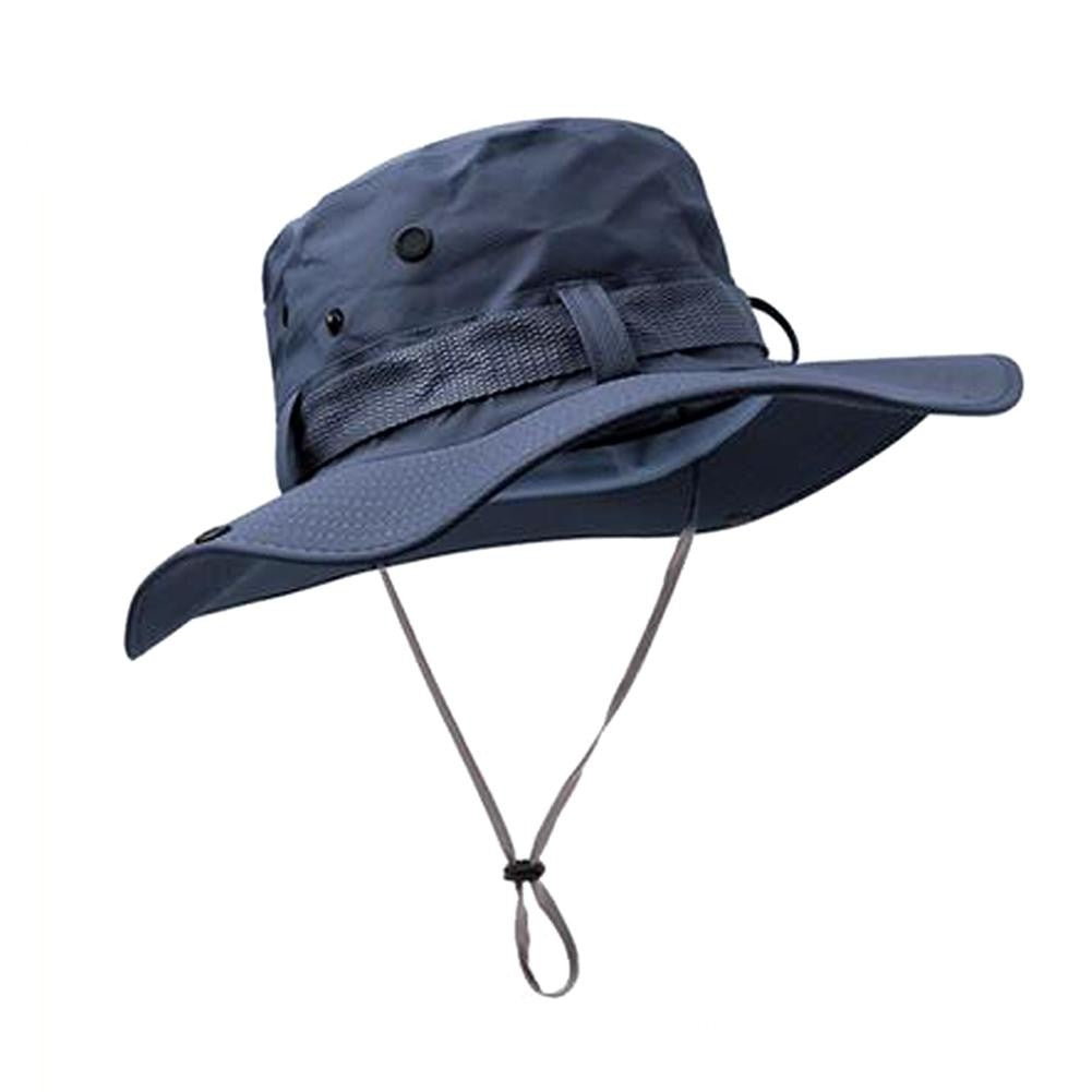 Summer Men Bucket Hat Outdoor UV Protection Wide Brim Panama Safari Hunting Hiking Mesh Fisherman Hat Beach Sunscreen Cap