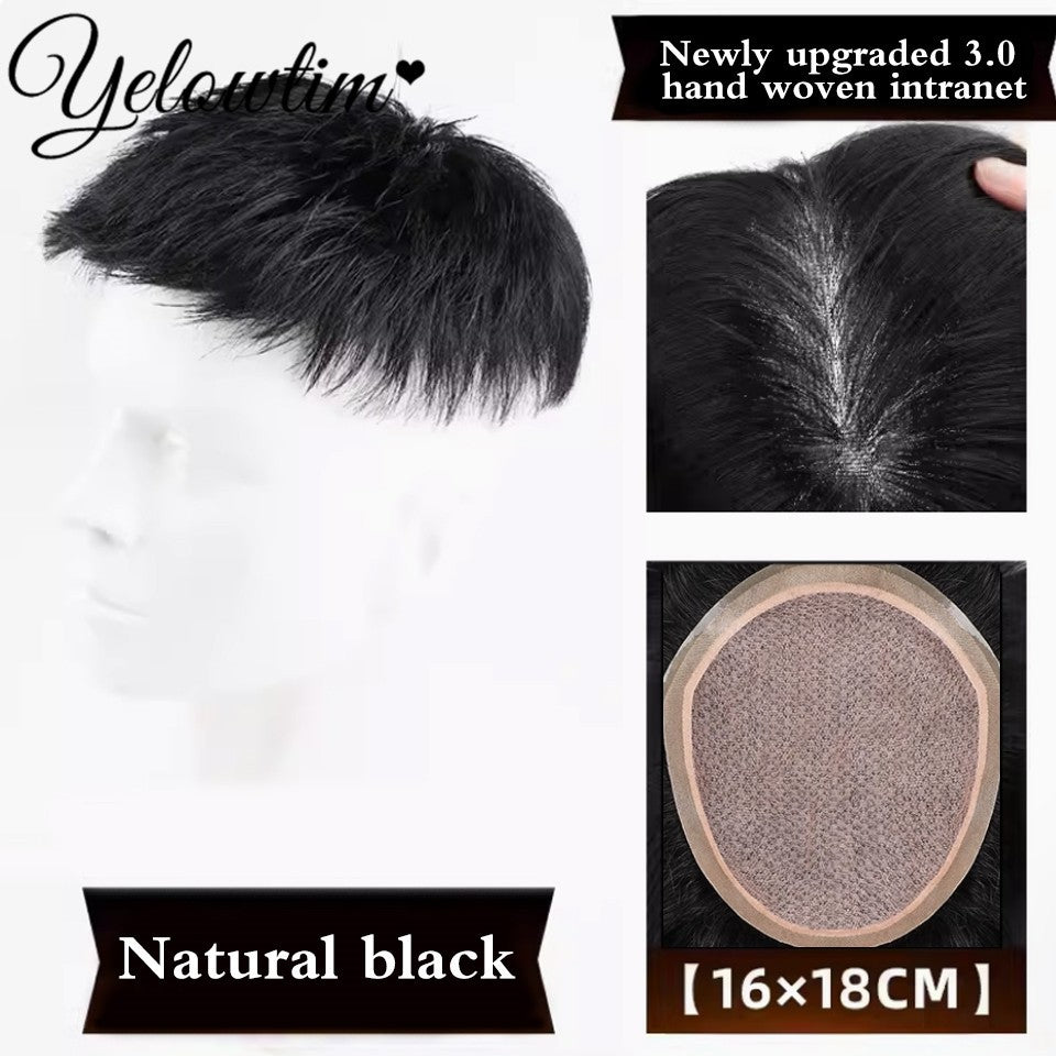 Yelowtim Synthetic Male Toupee Short Wig Hair Topper for Young Men Balding Hair-loss High Hair line Clip-On Hair Extensions