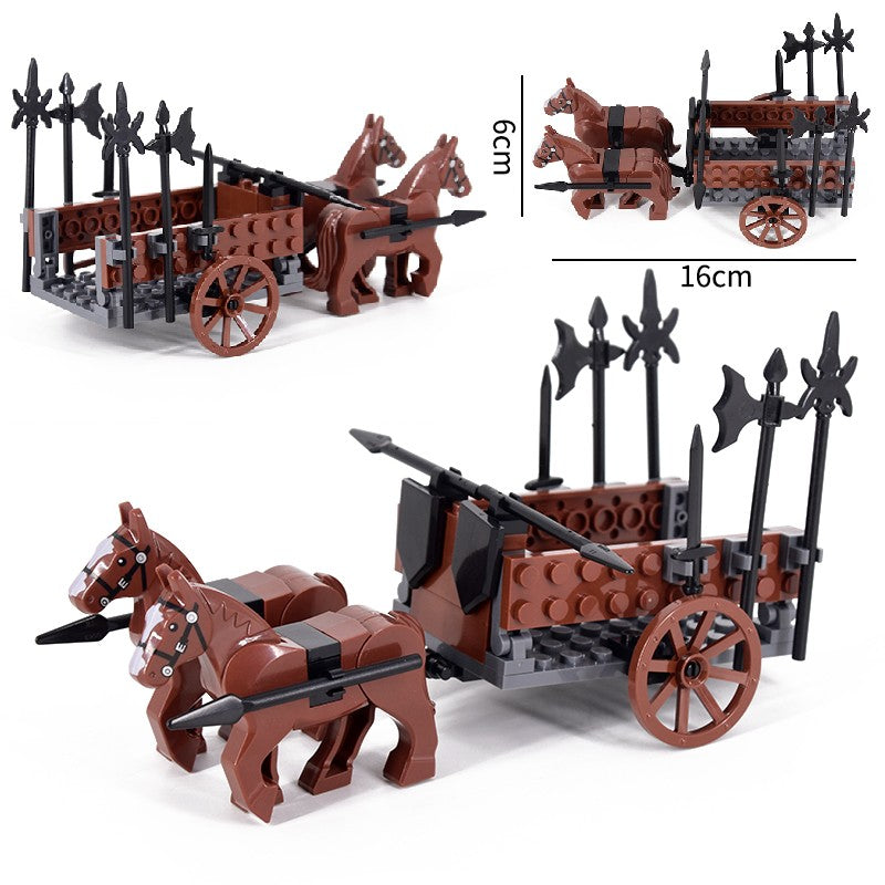 MOC Roman Empire Spartan Army Medieval Soldier Chariot Building Block Bricks Ancient Military War Helmet Toys For Children