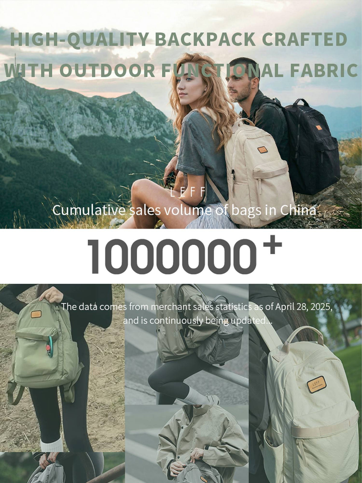 LEFF New Fashion Backpack For Women High Quality Outdoor Travel Waterproof Backpacks Laptop Commuting Bag High End Female Bags