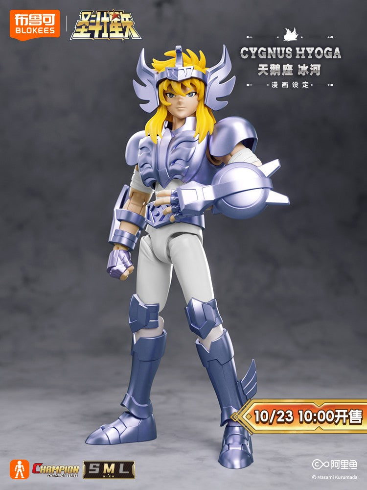 Blokees Saint Seiya Cygnus Hyoga Pegasus Seiya Knights of Zodiac Aquarius Camus Aries Mu Action Figures Anime Model Statue Toys