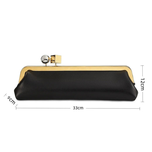 women frame design black clasp clutch purse evening dinner party bag 2025 new microfibe leather shoulder bag