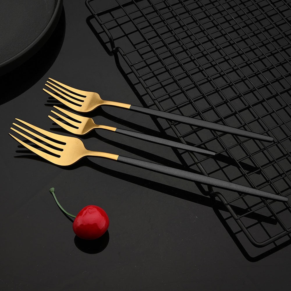 Tableware Stainless Steel Black Gold Flatware Cutlery Set Dinnerware Dinner Knife Coffee Spoon Fork Salad Fork Spoon Silverware