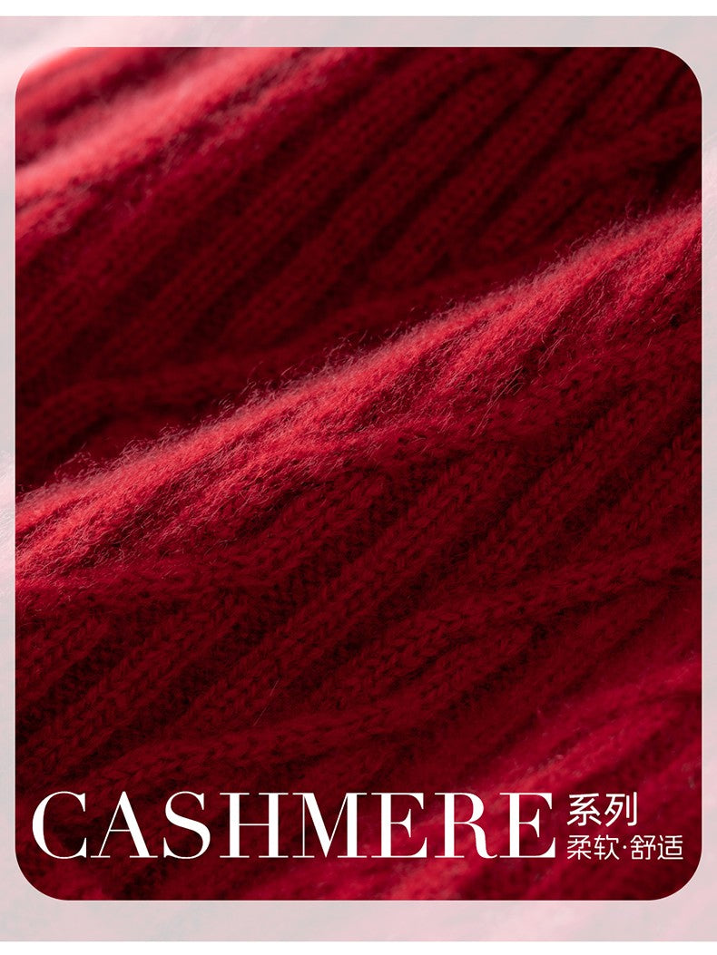 Autumn Winter 100% Cashmere Hat Double Layer Thickened Reversible Cold-Proof Unisex Knitted Wool Hat Versatile Ear Protection