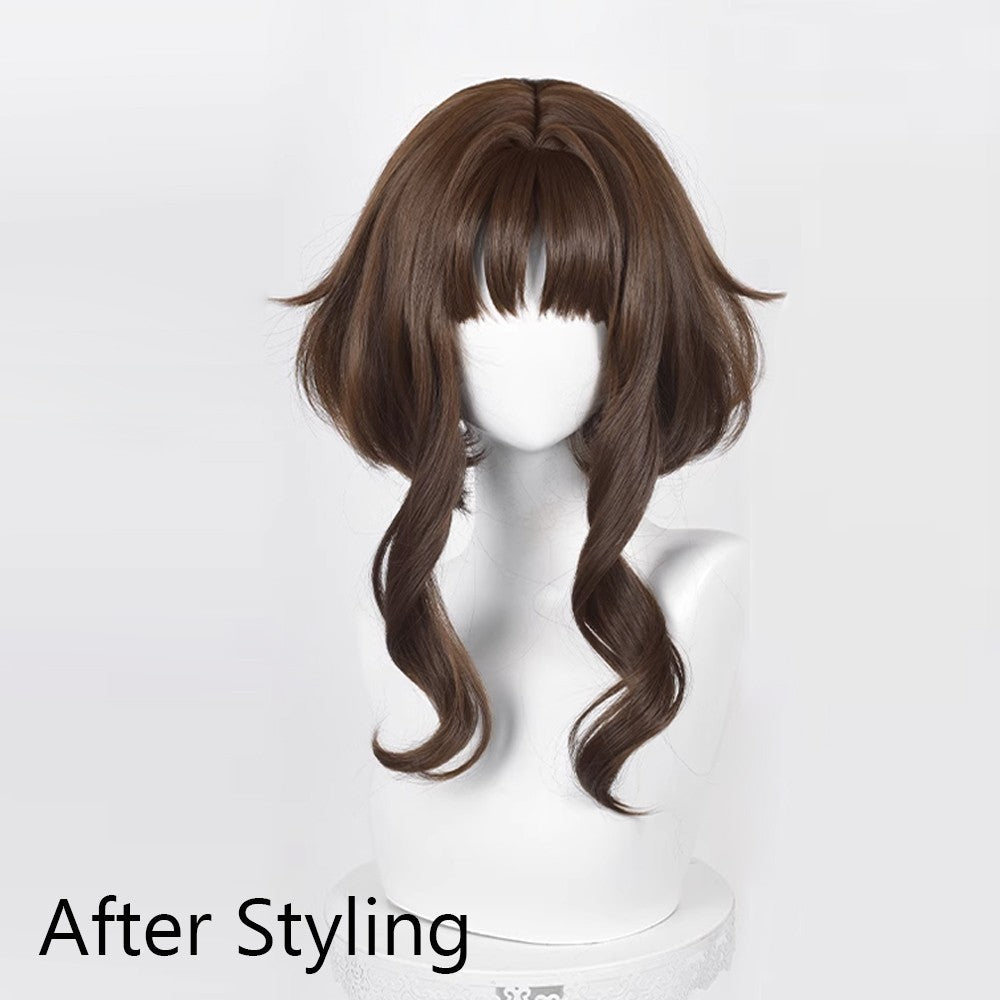 Short Straight Synthetic Brown Wig Anime Game Cosplay Fluffy Heat Resistant Jellyfish Head Wig for Daily Party
