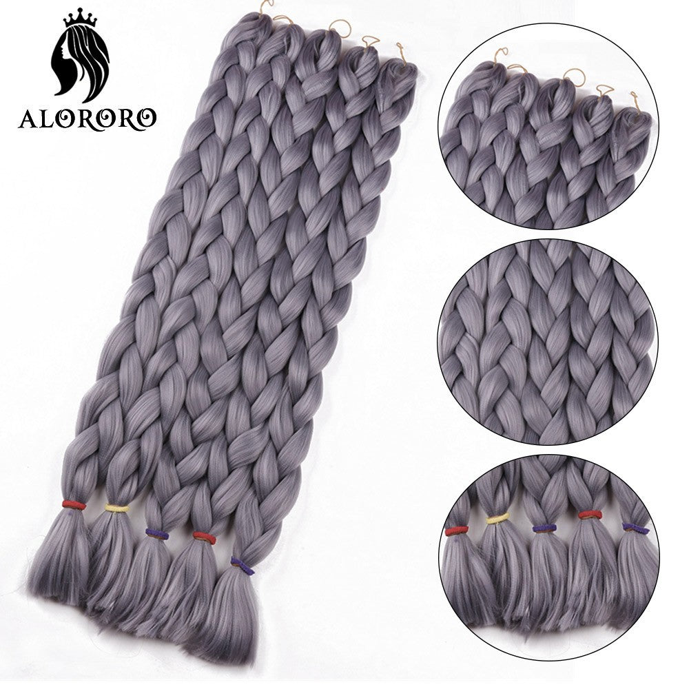 Alororo Synthetic Jumbo Braid Hair 82 Inch African Fake Hair High Temperature Fiber Puple Red Braiding Hair Extensions for Women