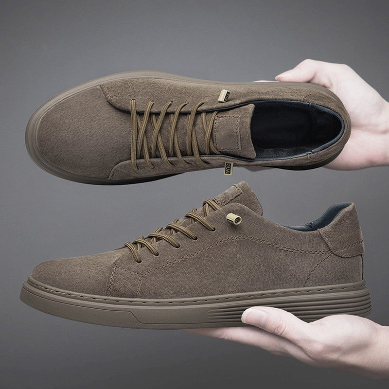New Men's Suede Fashionable Lace-Up Casual Shoe Breathable And Comfortable Walking Shoe Anti -Slip And Wear-Resistant Flat Shoes