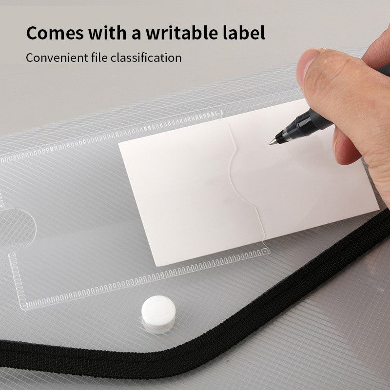Large Capacity Waterproof File Transparent A4 Folder Press Button Plastic Data Document Bag Pocket Storage Office Supplies