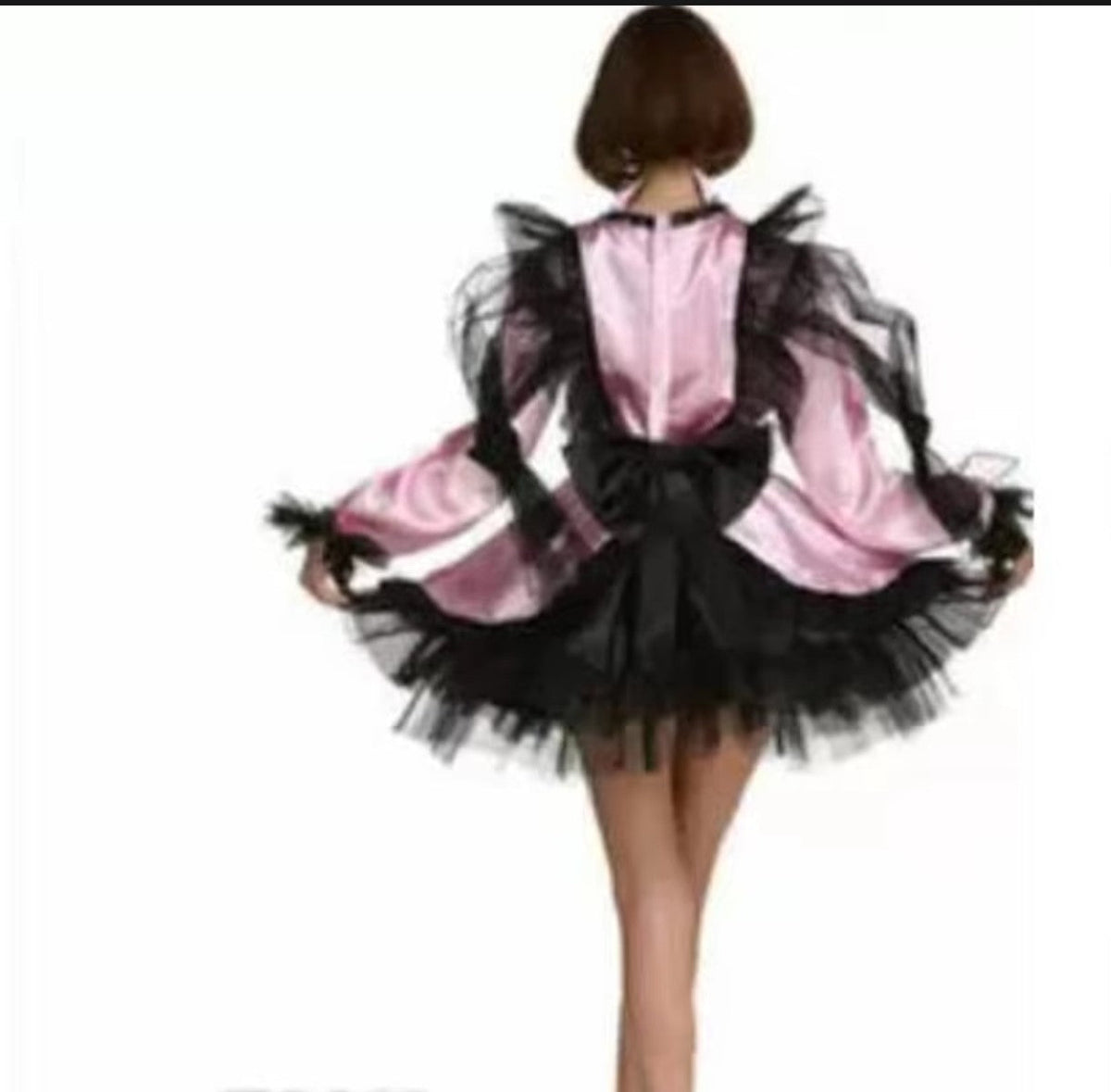 Dresser's Cross Dressing UniformSissy Girl Modeling Organza Dyed Pink Medium Neck Long Sleeved Dress Cross Mai Can Be Customiz