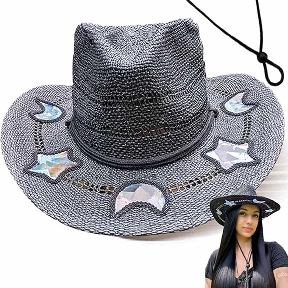 Straw Beach Sun Hat for Women Girls Shapeable Cowgirl Hat Vintage Summer Woven Sun Hat for Summer Travel