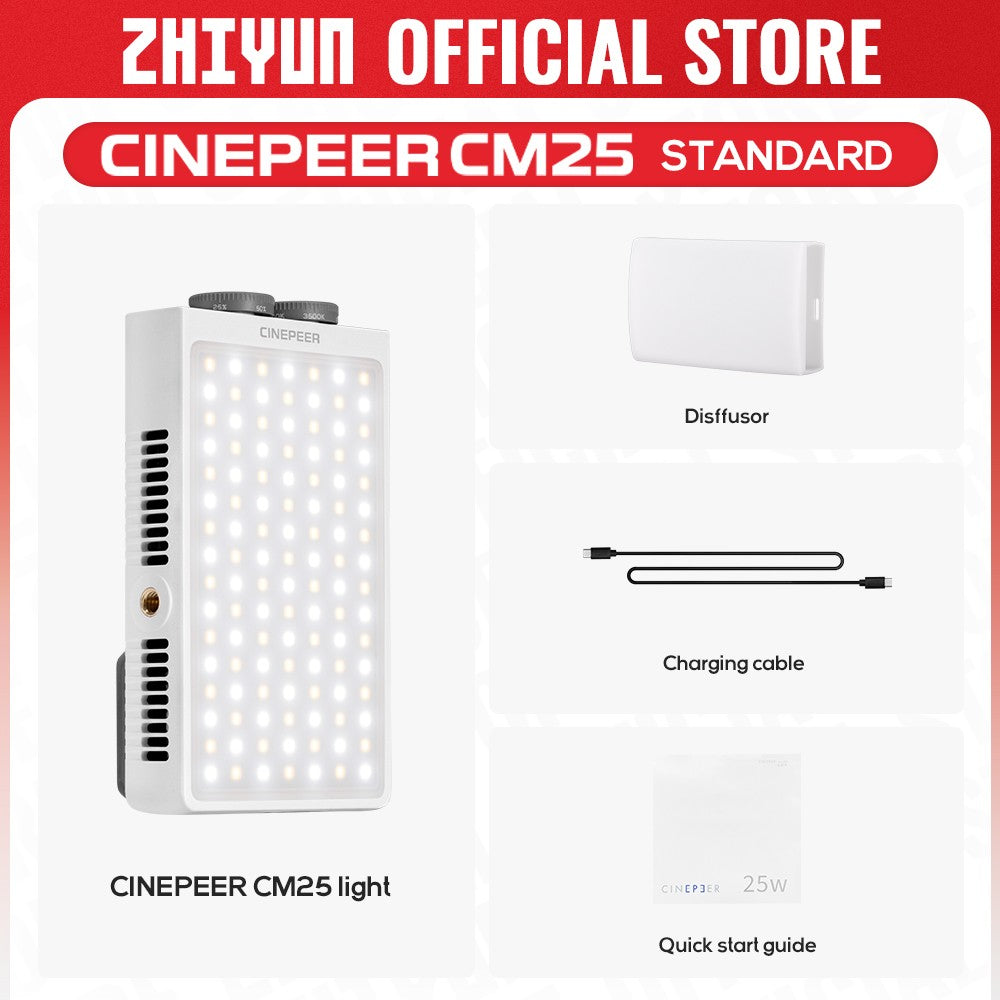 ZHIYUN Official CINEPEER CM25 25W Led Lights Bi Color Handheld Pocket Video Light Photo Lamp Fill Light Photography Lighting