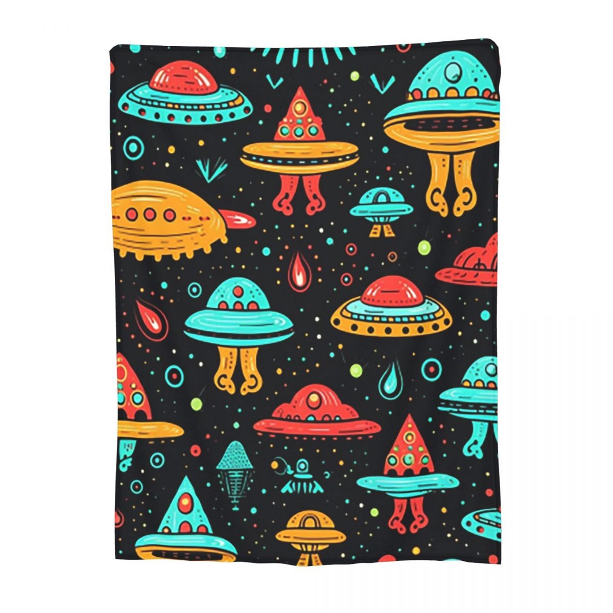Aliens And UFOs Pattern Blanket Flannel Sofa Throw Blanket Multi-function for Home Bedroom Office Throws Bedspread Quilt