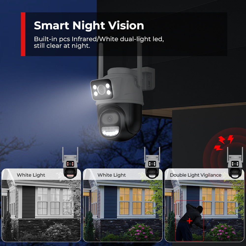 4K 8MP Wifi PTZ Camera Dual Lens Dual Screen Wireless Outdoor IP Camera Auto Tracking Security CCTV P2P Video Surveillance iCSee