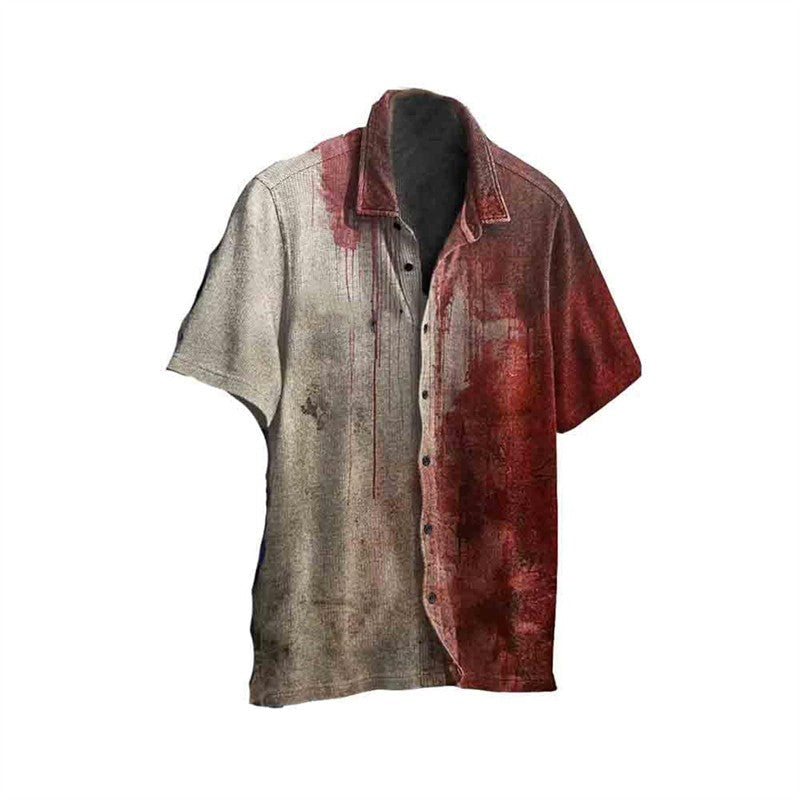 3D Printed Halloween Horror Bloody Shirt Mens Casual Fashion Hawaiian Beach Shirts Mens Designer Clothes Woman Button Lapel Tops