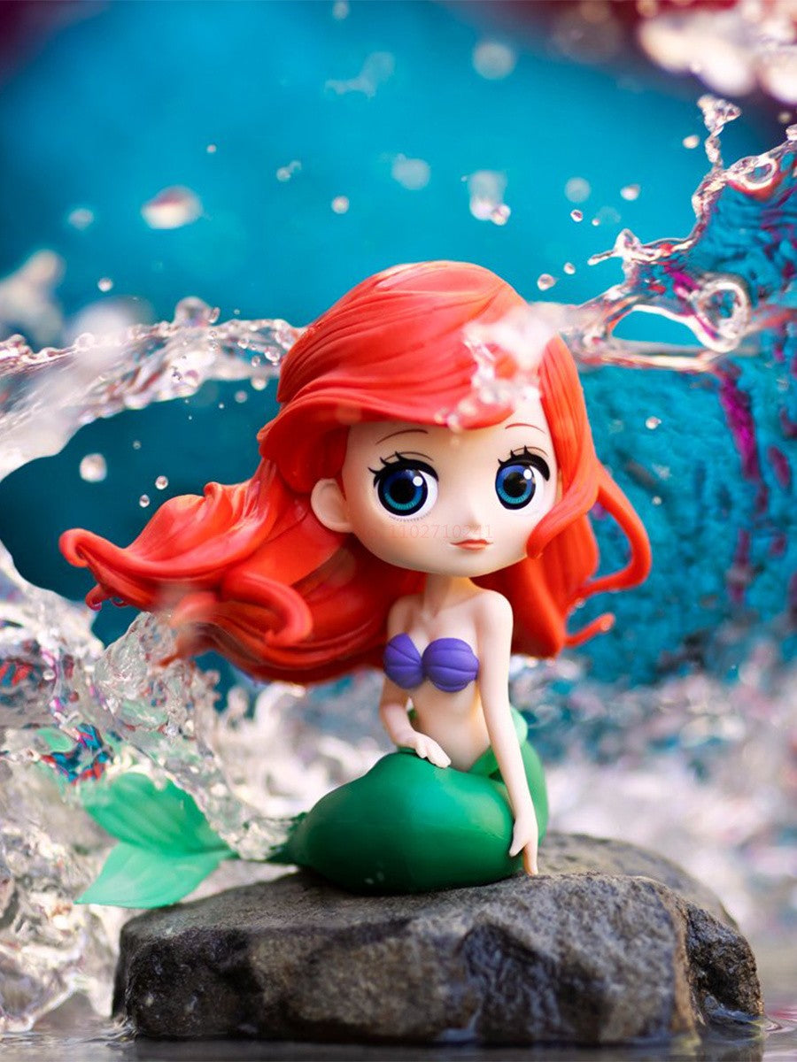 Bandai Disney The Little Mermaid Anime Qposket Characters Ariel Glitter Line Action Figure Collectible Model Toys Birthday Gift