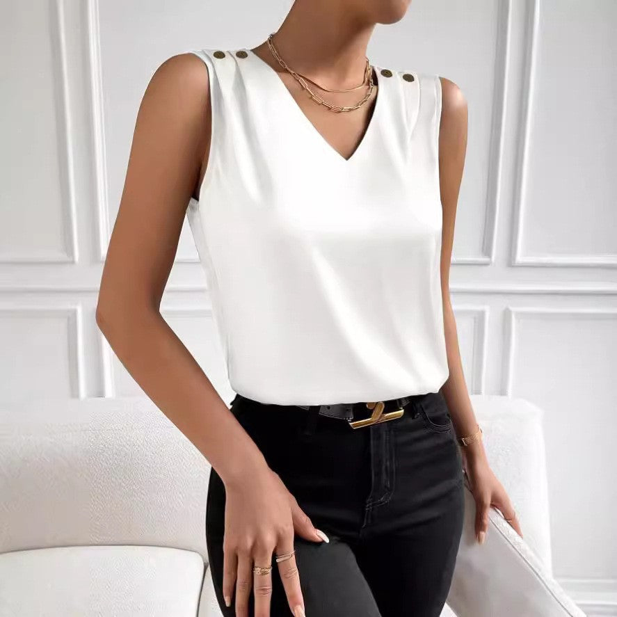 Solid Casual Loose Sleeveless Blouses For Women Fashion Summer Women's Oversized Shirts And Blouses Elegant Youth Female Tops