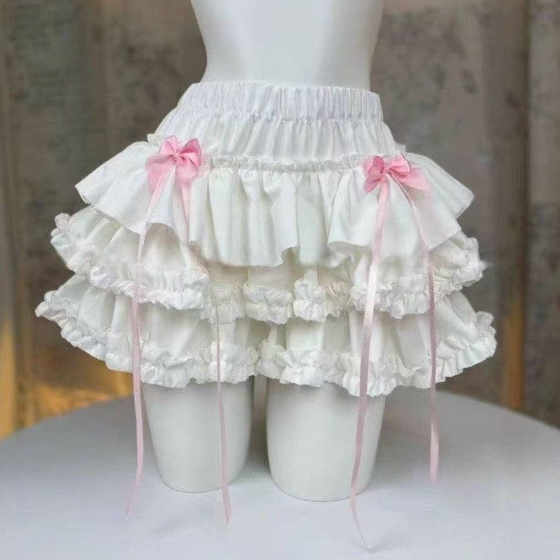 Sweet Cute Lace Cake Skirt Kawaii Lolita Japanese Mini Layered Ruffles Skirts Y2k Harajuku Casual Women Summer 2025 Skirts