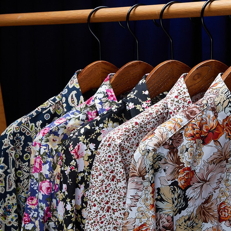 Size M- 5XL 2024 New Summer Mens Long Sleeve Hawaiian Shirts Cotton Casual Floral Shirts Wave Regular Mens Clothing Fashion CS11