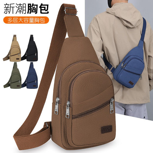 Men's Canvas Crossbody Bag Wear-resistant Outdoor Shoulder Messenger Bag for Travel Sports Daily Casual Durable