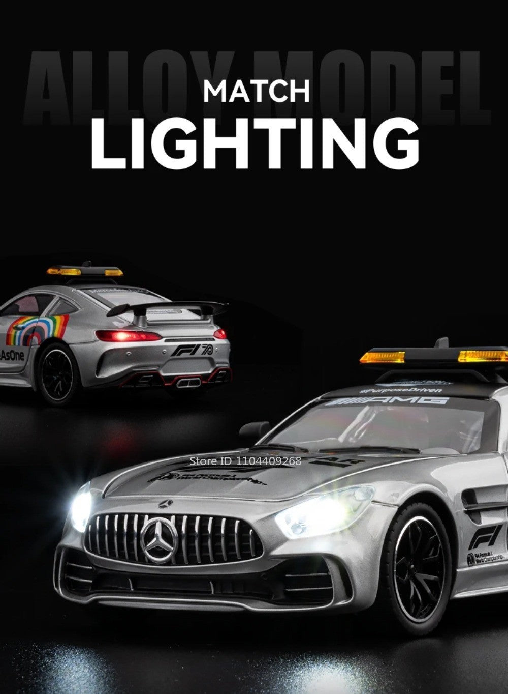 1:24 GTR F1 Safety 300SL Sport Car Model Toy Alloy Diecast Sound Light Shock Absorption Miniature Vehicle Models Collection Gift