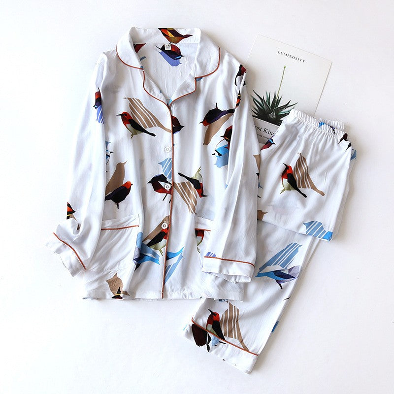 Spring / Summer New 100% viscose long-sleeved trousers ladies pajamas suit 3XL plus size long Sleepwear women's home Nightwear