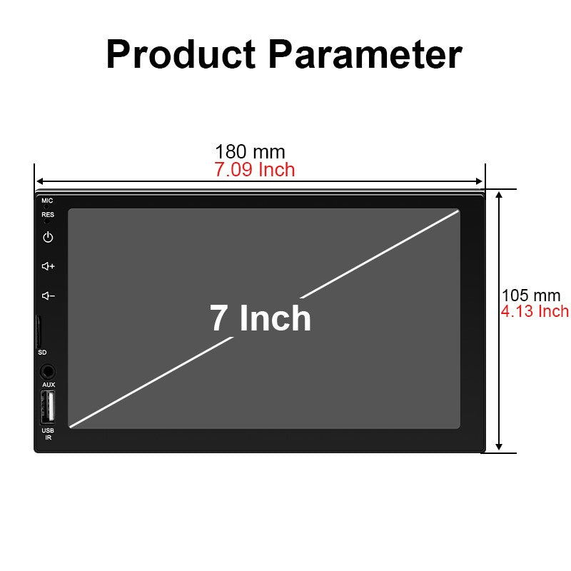 7 Inch Car Radio 1 Din MP5 Player Touch Screen Multimedia FM ISO Power Aux Input USB Bluetooth Mirror Link Universal Autoradio