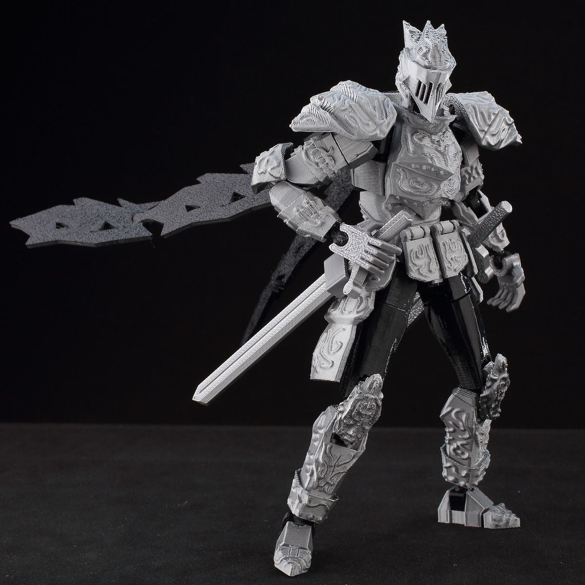 ?9L3D Lucky13 Silver Armor Knight Action Figure Dummy13 with TripleWeapon T13 Multi-Jointed 3D Printed Collectible Toy Titan13?