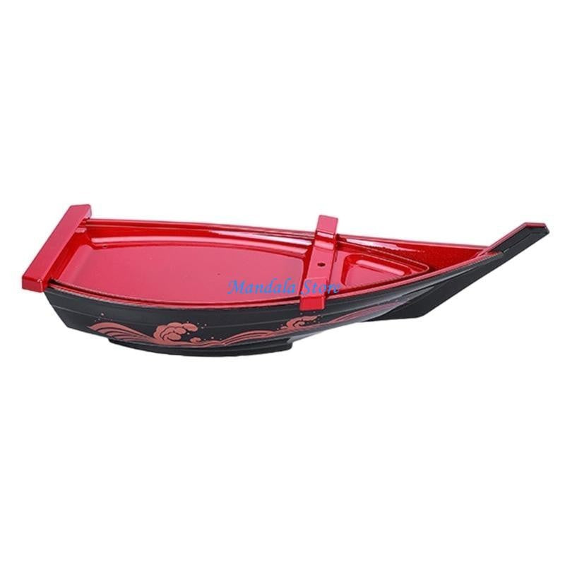U2JC Ship Sushi Plate Sashimi Serving Tray Creative Display Plate Plastic Texture for Home and Restaurant Use