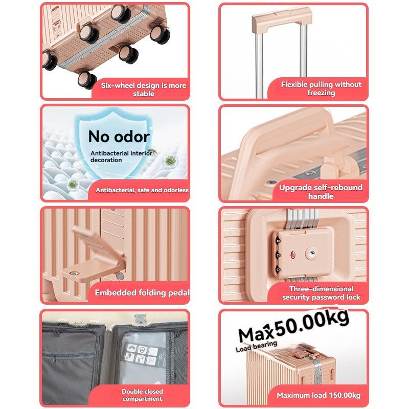 Children's luggage, a 20-inch aluminum frame carry-on suitcase for girls, a boy's travel code suitcase for kids